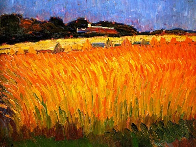 painting of a cornfield