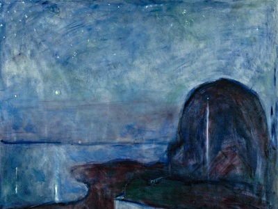 painting of a starry sky by Edvard Munch